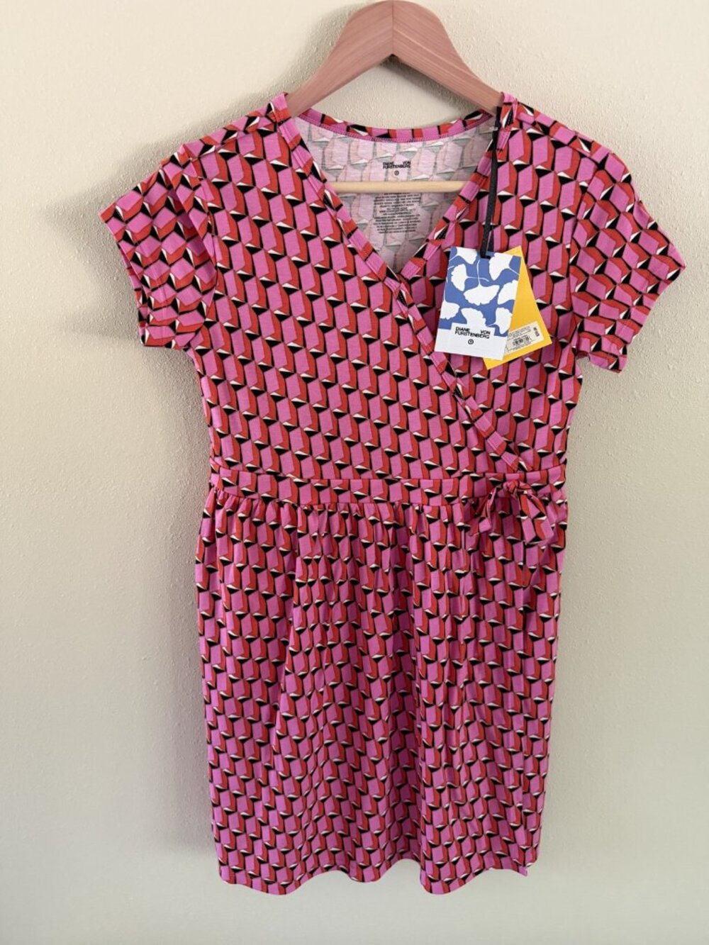 DVF x Target Girls Pink Geometric Wrap Dress NWT Size XL 14